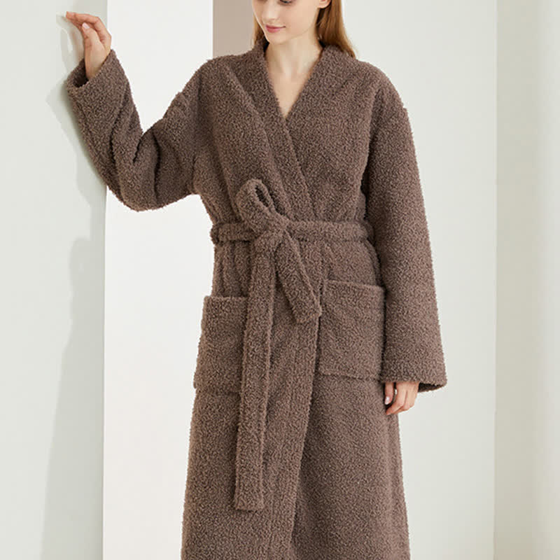 Ownkoti Couple Matching Solid Color Bathrobe Pants Set - image 8