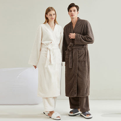 Ownkoti Couple Matching Solid Color Bathrobe Pants Set - image 1