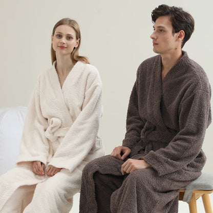 Ownkoti Couple Matching Solid Color Bathrobe Pants Set - image 2