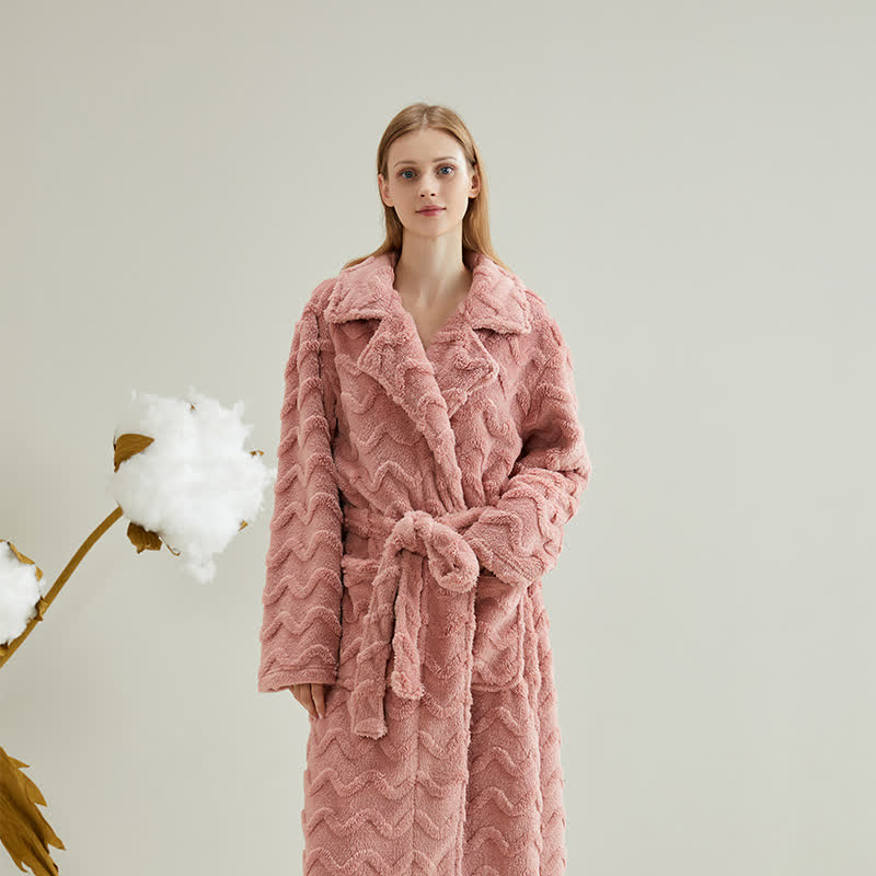 Ownkoti Unisex Solid Wavy Textured Bathrobe - Pink - XL - image 8