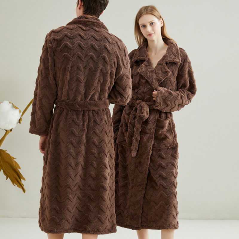 Ownkoti Unisex Solid Wavy Textured Bathrobe - image 4