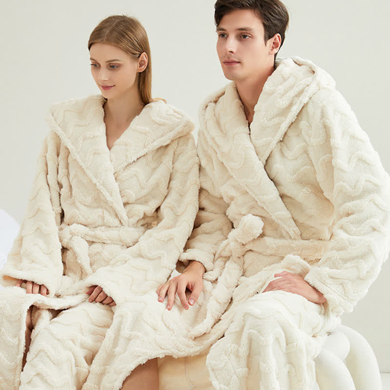 Ownkoti Unisex Wavy Textured Hooded Bathrobe - image 4
