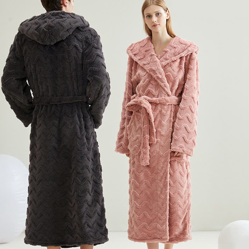 Ownkoti Unisex Wavy Textured Hooded Bathrobe - image 2