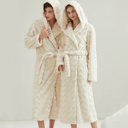 Ownkoti Unisex Wavy Textured Hooded Bathrobe - image 1
