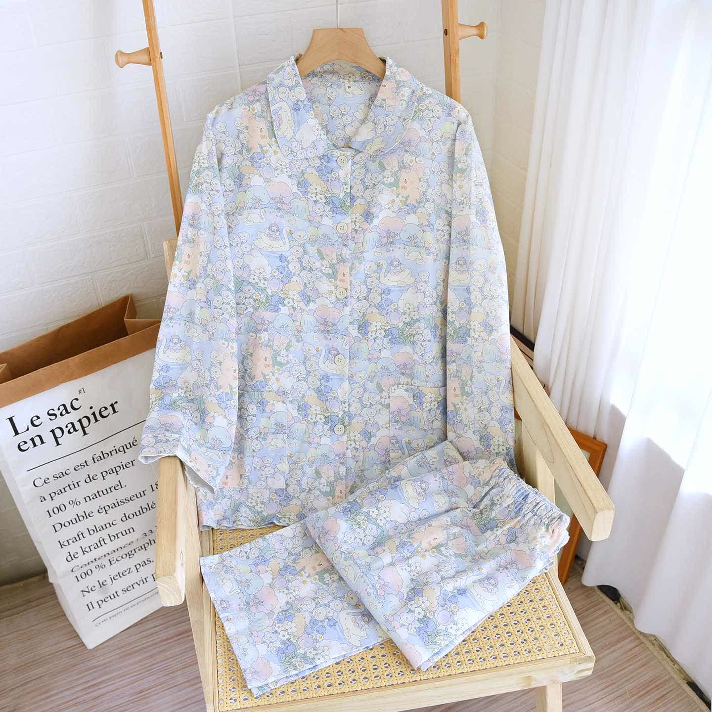 Ownkoti Swan Garden Brushed Cotton Loungewear Set - image 1