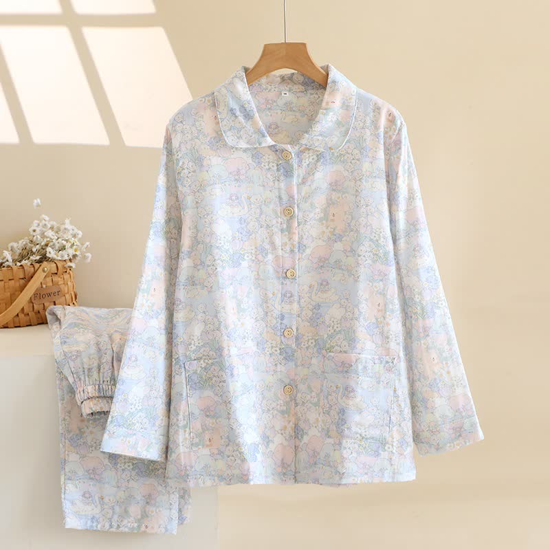 Ownkoti Swan Garden Brushed Cotton Loungewear Set - As Picture - XL - image 0