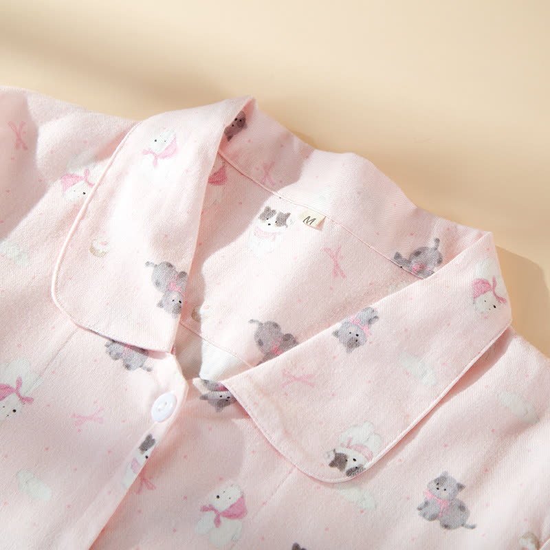 Ownkoti Cute Dog Cat Brushed Cotton Loungewear Set - image 2