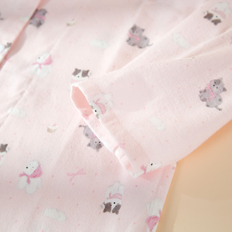 Ownkoti Cute Dog Cat Brushed Cotton Loungewear Set - image 4