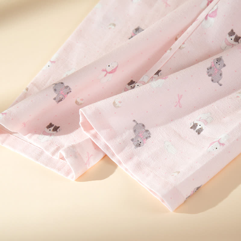 Ownkoti Cute Dog Cat Brushed Cotton Loungewear Set - image 7