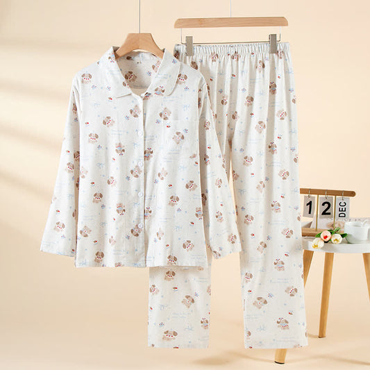 Ownkoti Dog Beige Brushed Cotton Loungewear Set - As Picture - XL - image 0