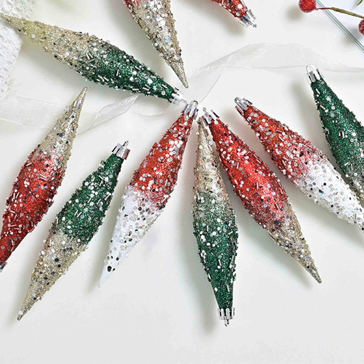 Ownkoti Gradient Glitter Christmas Tree Ornament Set - image 4