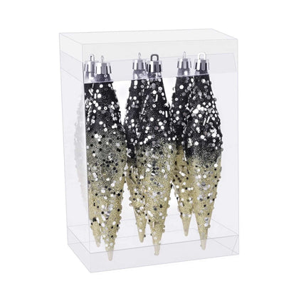 Ownkoti Gradient Glitter Christmas Tree Ornament Set - Black Gold - image 8