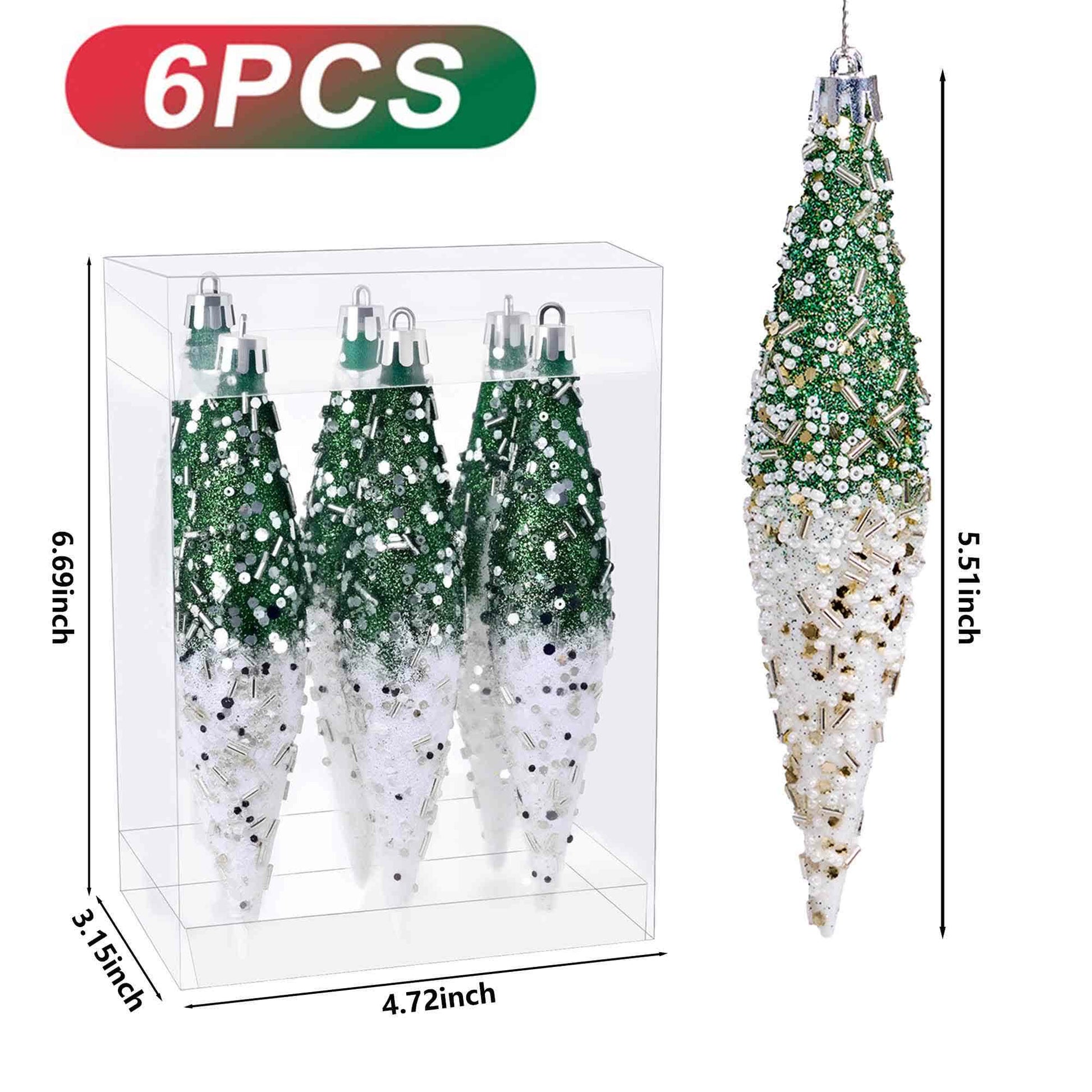 Ownkoti Gradient Glitter Christmas Tree Ornament Set - Green White - image 17