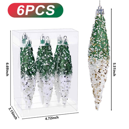 Ownkoti Gradient Glitter Christmas Tree Ornament Set - Green White - image 17