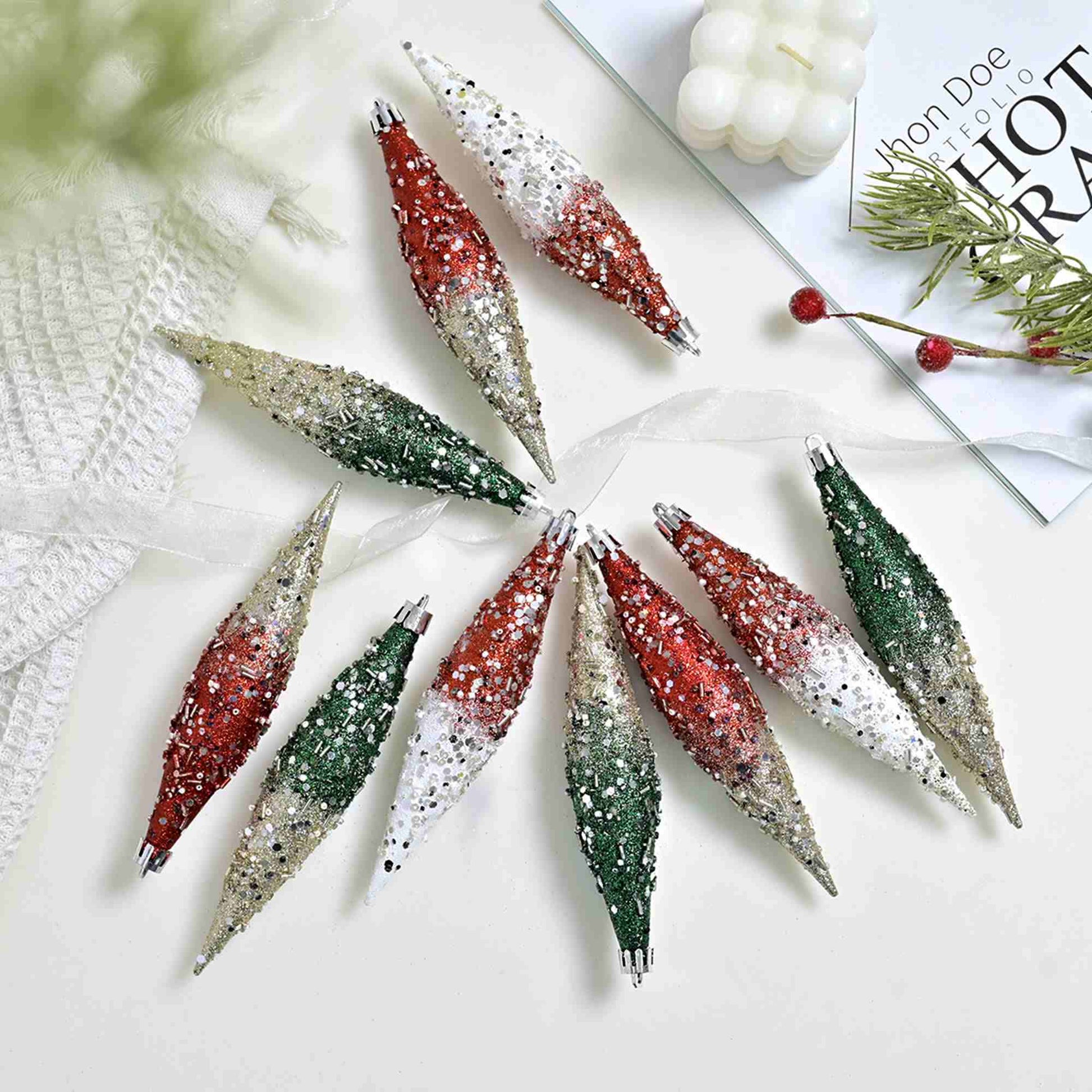 Ownkoti Gradient Glitter Christmas Tree Ornament Set - image 1