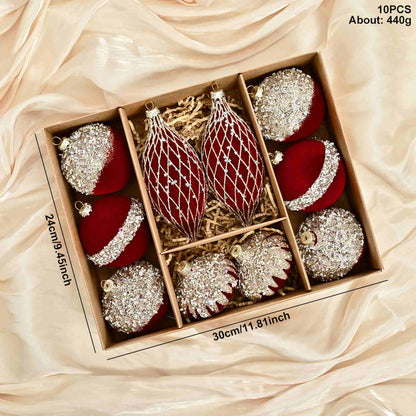 Ownkoti Christmas Velvet Balls With Glitter Accents - Wine red - image 1