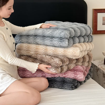 Ownkoti Faux Fur Wavy Jacquard Plush Blanket - image 2