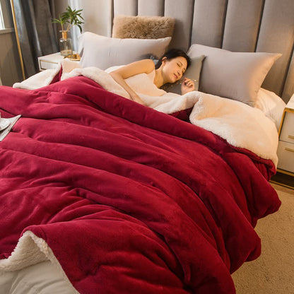 Ownkoti Solid Color Sherpa Duvet Cover Blanket - Wine - Queen - image 13