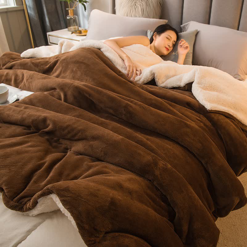 Ownkoti Solid Color Sherpa Duvet Cover Blanket - Coffee - Queen - image 15