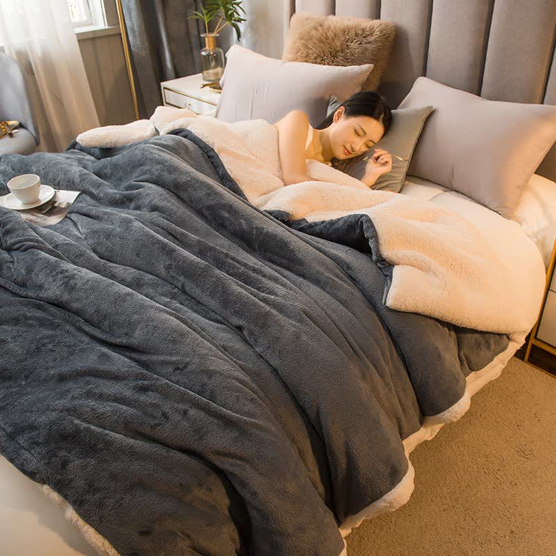 Ownkoti Solid Color Sherpa Duvet Cover Blanket - Dark Gray - Queen - image 29