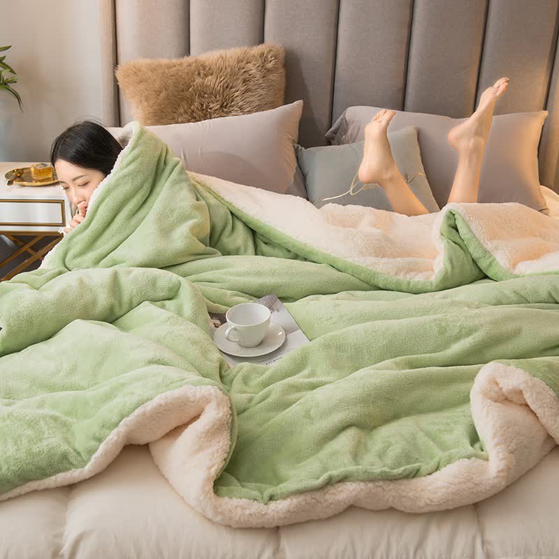 Ownkoti Solid Color Sherpa Duvet Cover Blanket - Light Green - Queen - image 7