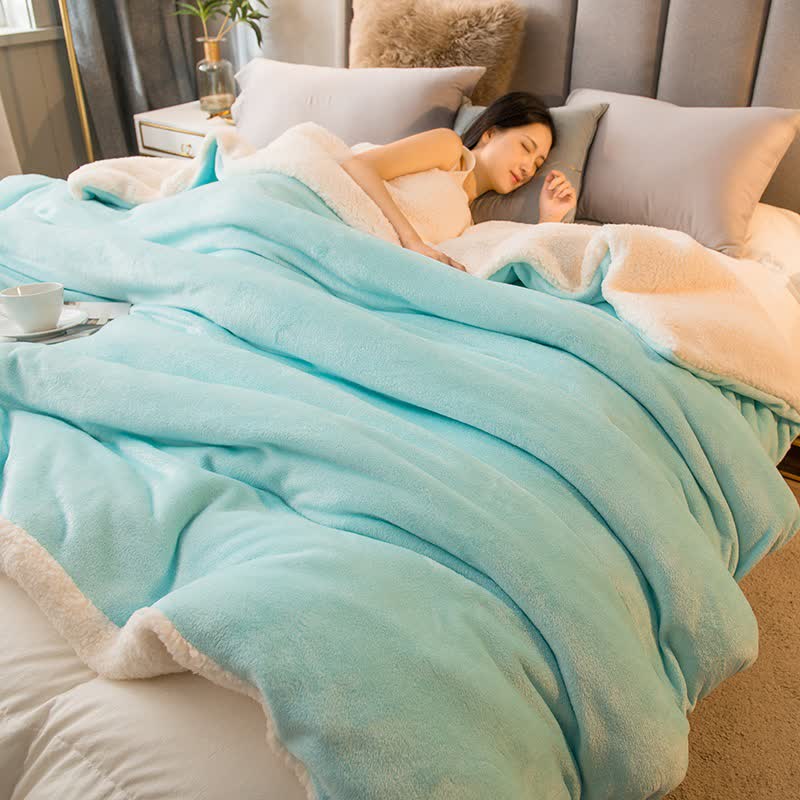 Ownkoti Solid Color Sherpa Duvet Cover Blanket - Lake Blue - Queen - image 5