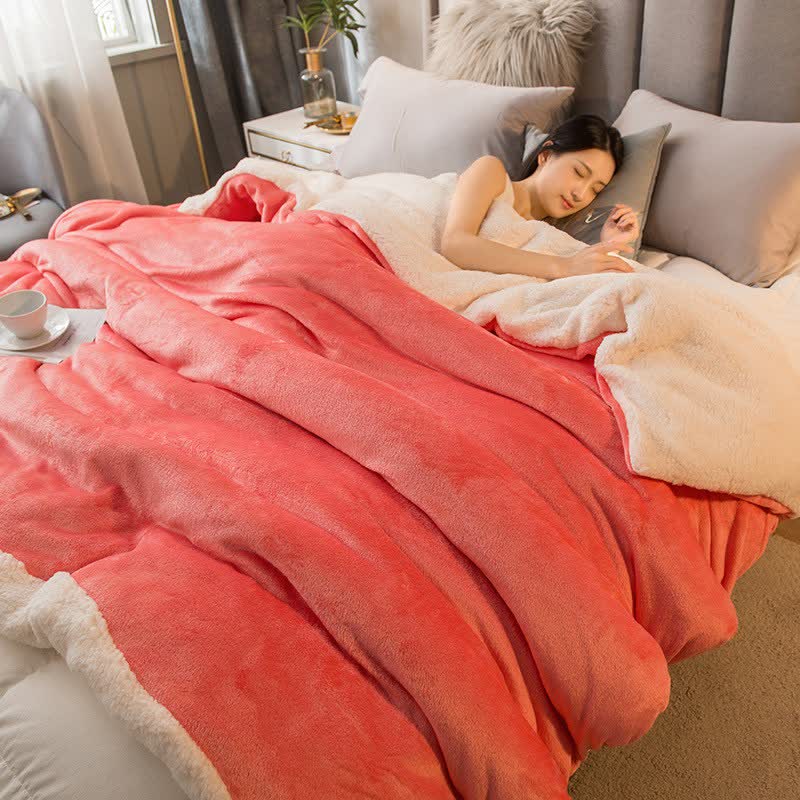 Ownkoti Solid Color Sherpa Duvet Cover Blanket - Red - Queen - image 19