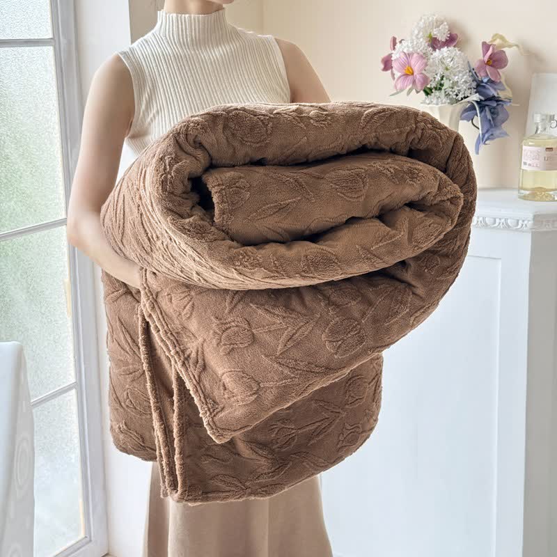 Ownkoti Faux Fur Tulip Textured Plush Blanket - Chocolate - 2PCS Pillowcases - 19" x 29" - image 16