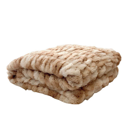 Ownkoti Tie-Dye Faux Rabbit Fur Blanket - Tie-dye Coffee - 59"W x 79"L - image 6