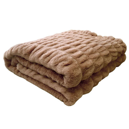 Ownkoti Tie-Dye Faux Rabbit Fur Blanket - Coffee - 59"W x 79"L - image 8