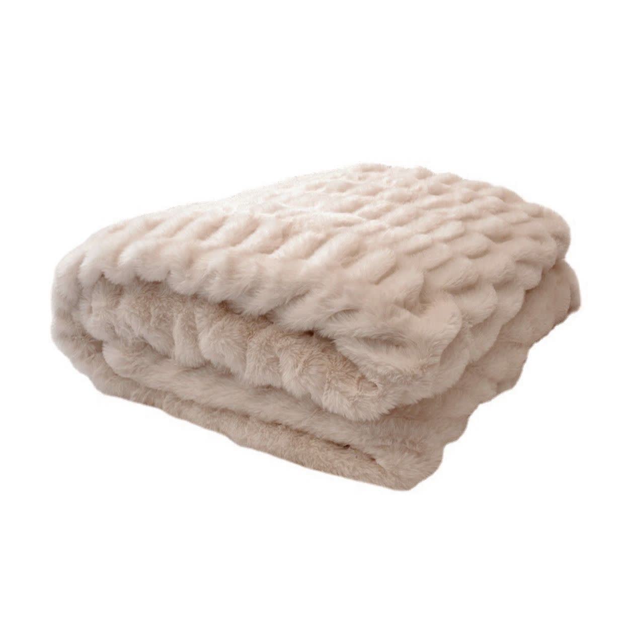 Ownkoti Tie-Dye Faux Rabbit Fur Blanket - Light Coffee - 59"W x 79"L - image 9