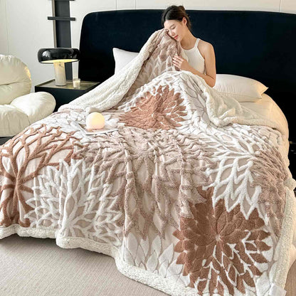 Ownkoti Floral-inspired Jacquard Sherpa Blanket - image 4