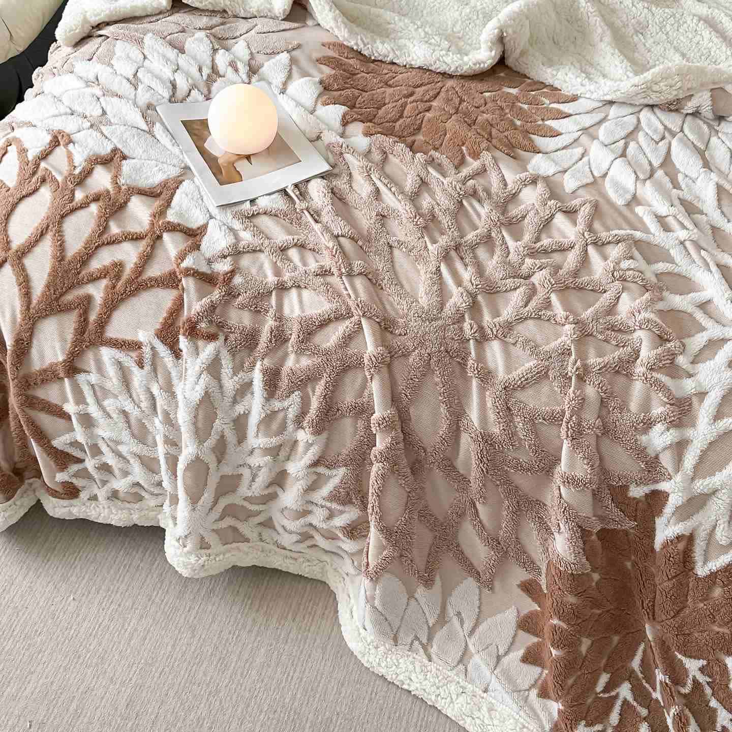 Ownkoti Floral-inspired Jacquard Sherpa Blanket - image 7