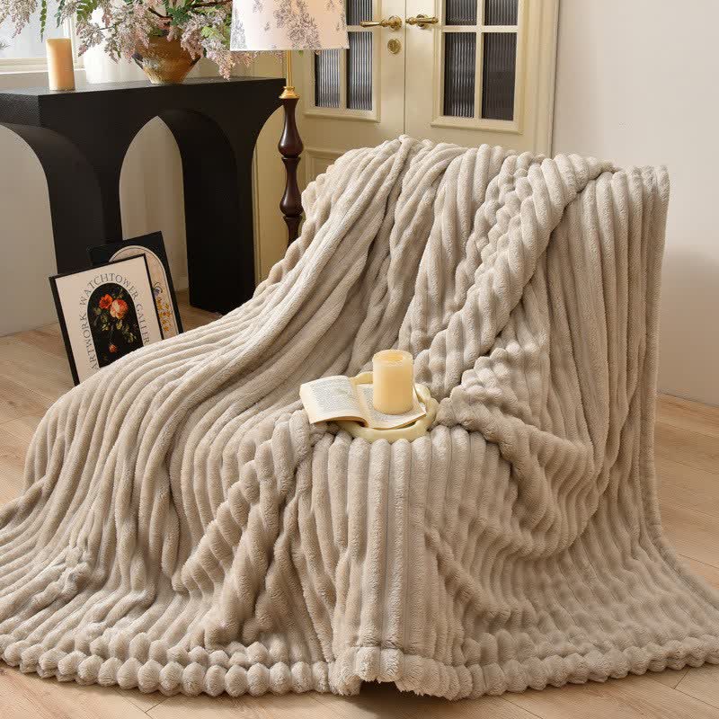 Ownkoti Modern Striped Warm Throw Blanket - Khaki - Queen - image 8