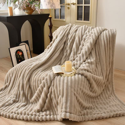 Ownkoti Modern Striped Warm Throw Blanket - Khaki - Queen - image 8