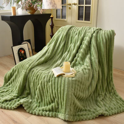 Ownkoti Modern Striped Warm Throw Blanket - Green - Queen - image 12