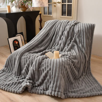 Ownkoti Modern Striped Warm Throw Blanket - Gray - Queen - image 14