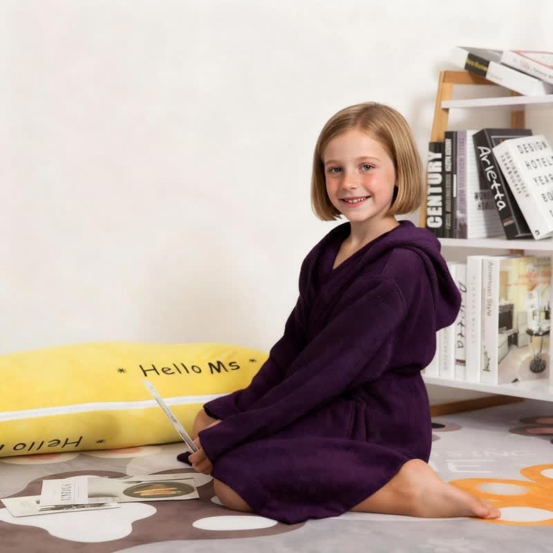 Ownkoti Solid Hooded Cotton Child Bathrobe - image 7