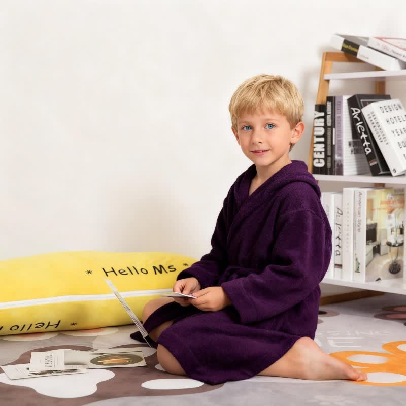 Ownkoti Solid Hooded Cotton Child Bathrobe - image 8