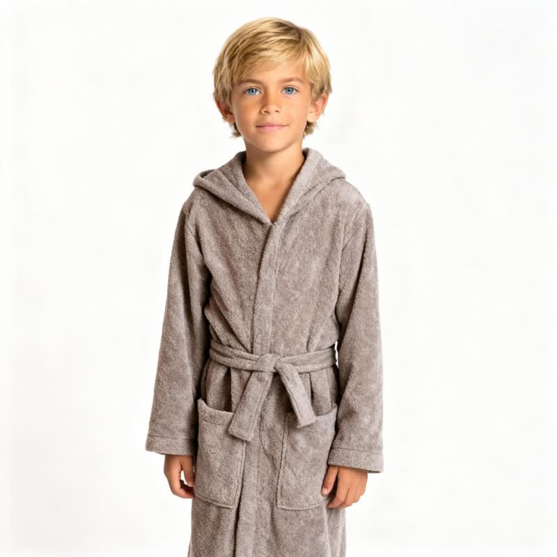 Ownkoti Solid Hooded Cotton Child Bathrobe - image 10