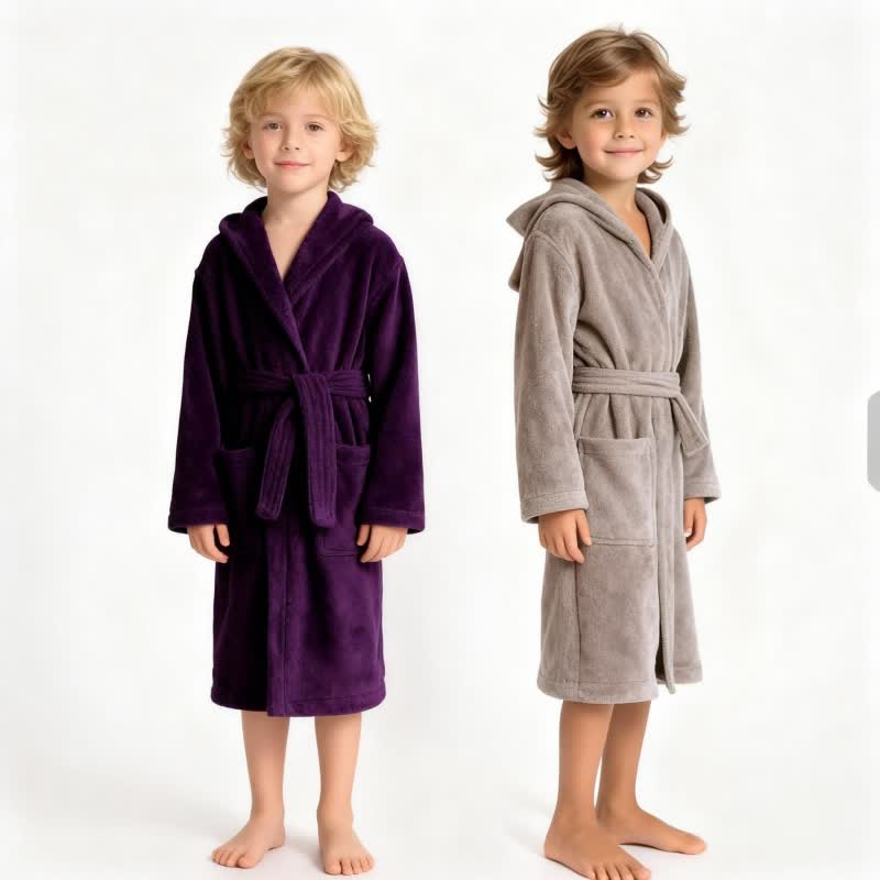 Ownkoti Solid Hooded Cotton Child Bathrobe - image 0