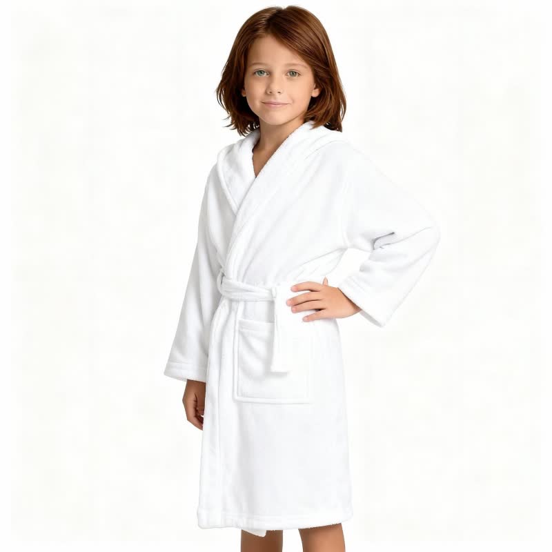 Ownkoti Solid Hooded Cotton Child Bathrobe - image 2