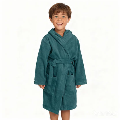 Ownkoti Solid Hooded Cotton Child Bathrobe - image 5