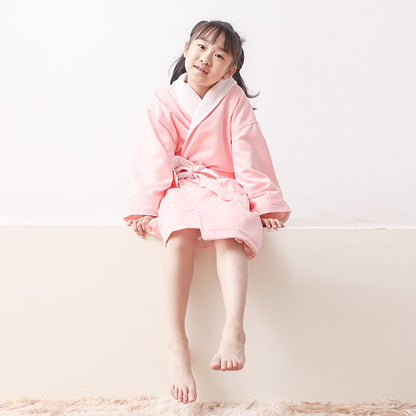 Ownkoti Minimalist Solid Color Pocket Child Bathrobe - Pink - XL - image 4