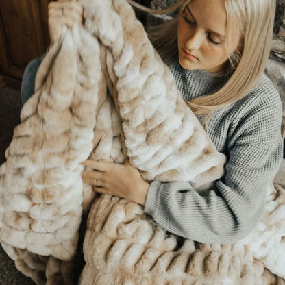 Ownkoti Tie-Dye Faux Rabbit Fur Blanket - image 4