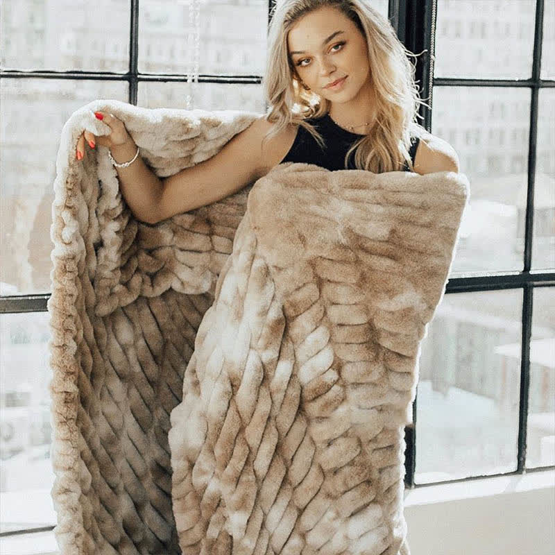 Ownkoti Tie-Dye Faux Rabbit Fur Blanket - image 2