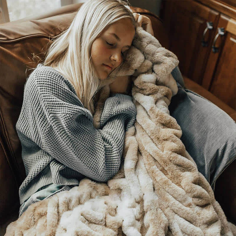 Ownkoti Tie-Dye Faux Rabbit Fur Blanket - image 3