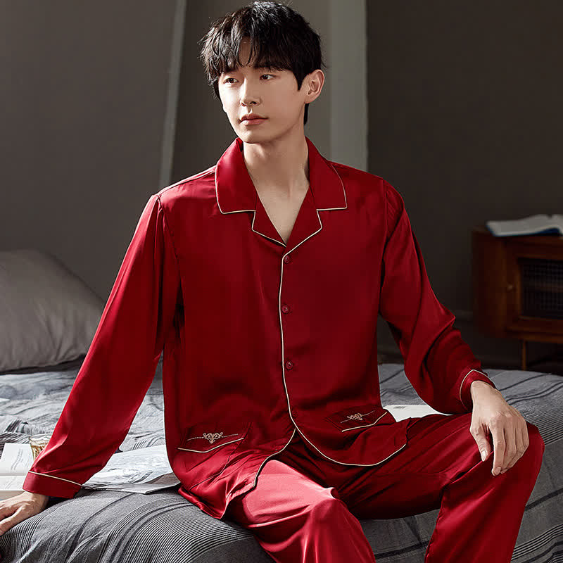 Ownkoti Lace Couple Matching Nightwear Set - Red - Men:3XL - image 5