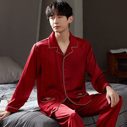 Ownkoti Lace Couple Matching Nightwear Set - Red - Men:3XL - image 5