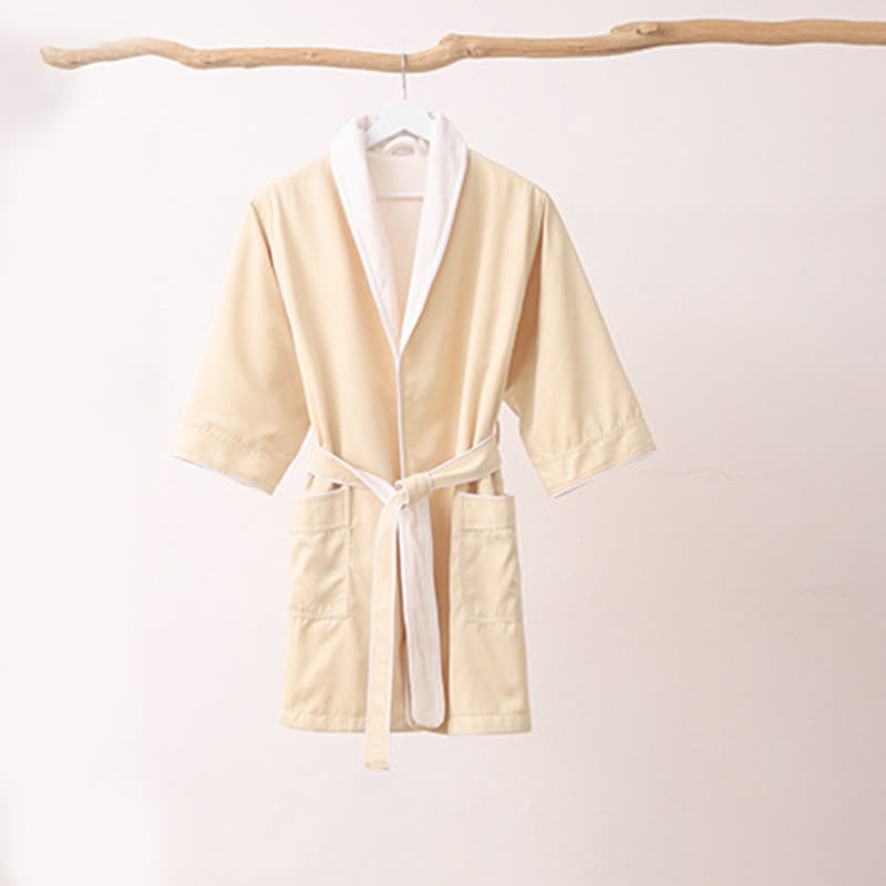 Ownkoti Minimalist Solid Color Pocket Child Bathrobe - Yellow - XL - image 6
